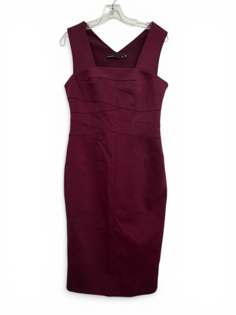 Karen Millen Dress Plum Sleeveless Midi Sheath Ponte Knit Tailored 10 - Picture 2 of 14
